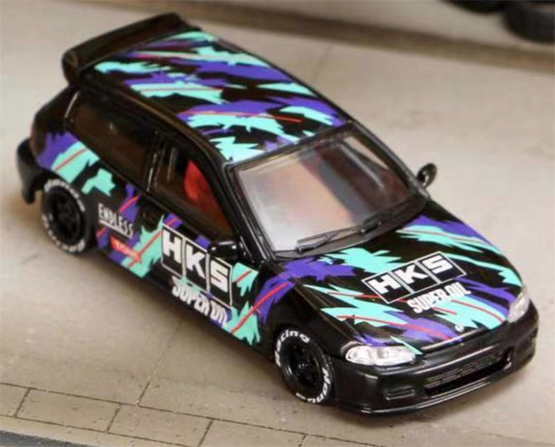SW Honda Civic EG6 HKS coating Limited Edition 499PCS ONLY 1:64 Car Pre-built Model view6