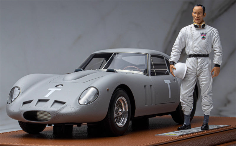 BBR MODELS Ferrari 250 GTO Test Monza 1961 with Figure Stirling Limited Edition 200PCS ONLY Leather base 1:18 Car Pre-built Model view1
