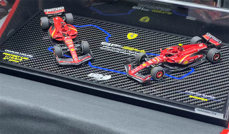 1:43 BBR MODELS Ferrari SF24 GP AUSTRALIAN GRAND PRIX 2024 #16 & SAINZ #55 SET view3