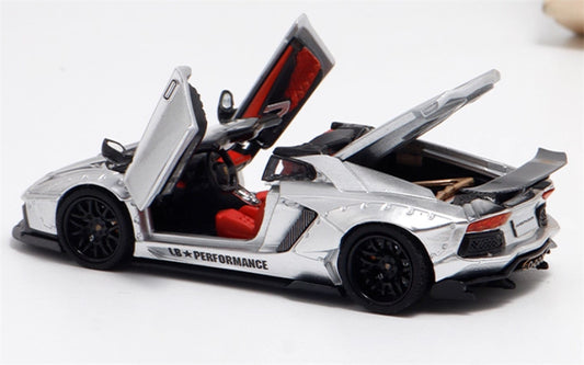 Rhino Model Lamborghini Aventador LP700-4 LBWK Convertible silver Limited Edition 499PCS ONLY 1:64 Car Pre-built Model view2