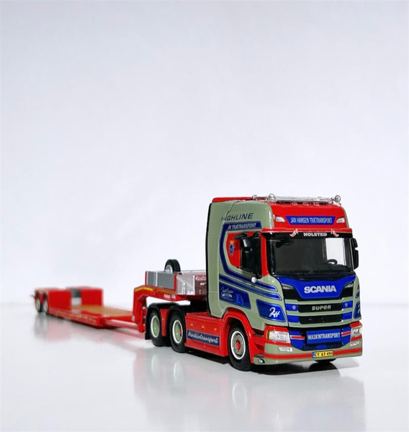 WSI SCANIA R HIGHLINE CR20H 6X2 TAG AXLE EURO LOW LOADER - 2 AXLE JAN HANSEN 1:50 Truck Pre-built Model