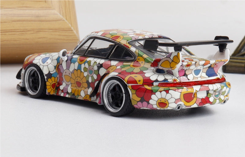 FLAME Porsche RWB 993 Sunflower Night Light Edition Limited Edition 499PCS ONLY RAUH - Welt 1:64 Car Pre-built Model view2