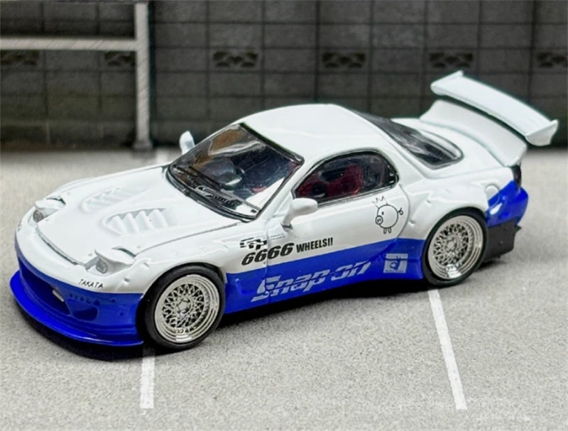1:64 Mazda RX-7 Rocket Bunny White and Blue Master DIECAST Limited Edition 799pcs ONLY Model
