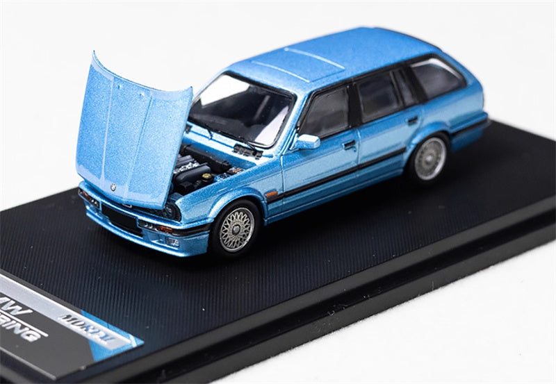 Mortal BMW E30 3 Series Touring regular version Openable Hood Pearl Blue Limited Edition 799PCS ONLY 1:64 Car Pre-built Model view1