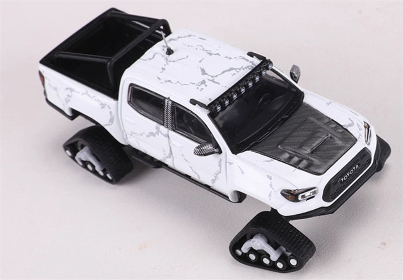 GCD Toyota Tacoma Snow Edition with tank track White Stone Pattern LHD 1:64 Truck Pre-built Model view4