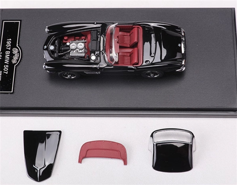 GFCC BMW 507 Roadster Retro Car 1957 Black Convertible hardtop 1:64 car Pre-built Model view7