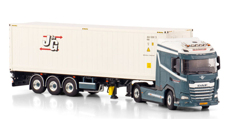 WSI  DAF XG 4X2 CONTAINER TRAILER - 3 AXLE + 40FT REEFER CONTAINER Joh. de Groot & Zn 1:50 Truck Pre-built Model
