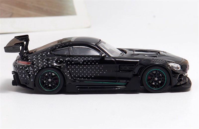 BSC Mercedes AMG GT-S Carbonerre modified big rear wing sports car Starry Black Limited Edition 1:64 Car Pre-built Model view3