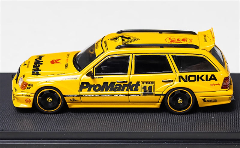 Mortal Mercedes Benz S124 T MODEII EVO2 wagon Yellow taxi pancake wheels Limited Edition 999PCS ONLY 1:64 Car Pre-built Model view6