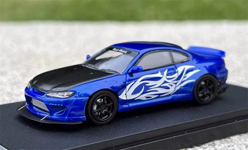 SW Nissan Slivia S15 Rocket Bunny Blue Wave Limited Edition 299PCS ONLY 1:64 car Pre-built Model view1