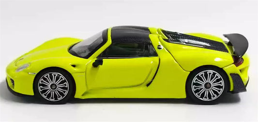 1:64 Porsche 918 Spyder fluorescent green Trends Hobby DIECAST Civil Car Model