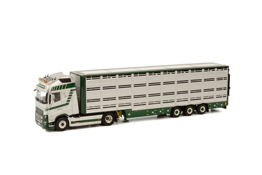 WSI VOLVO FH5  GLOBETROTTER XL 4X2 LIVE STOCK TRAILER - 3 AXLE KEUS & MOLLINK 1:50 Truck Pre-built Model