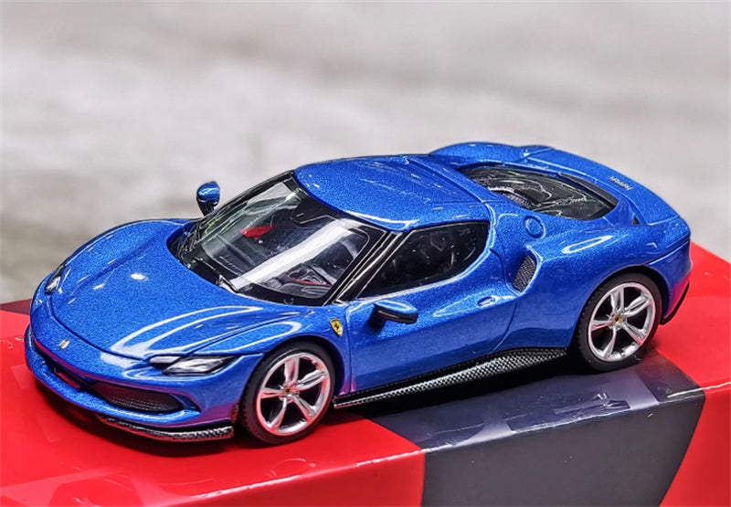 BBR MODELS Ferrari 296 GTB Blue Corsa 1:64 Car Pre-built Model view1