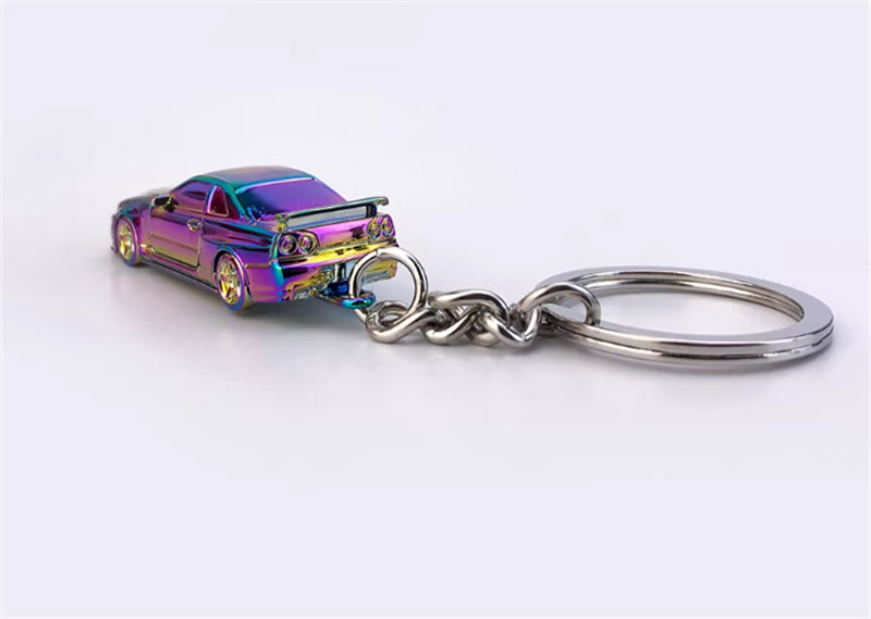 1:87 Nissan GTR34  Electroplating discoloration purple  SEEKER  DIECAST Keychain Model