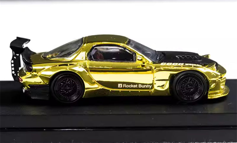 Master Mazda RX-7 FC3S Rocket Runny Pandem gold plating Black cover Limited Edition 1:64 Car Pre-built Airliner Model Display view5