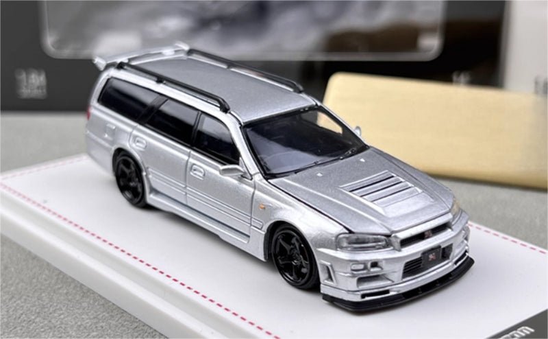 Focal Horizon Nissan Stagea R34 Silver Limited Edition 499PCS ONLY 1:64 Car Pre-built Model view3