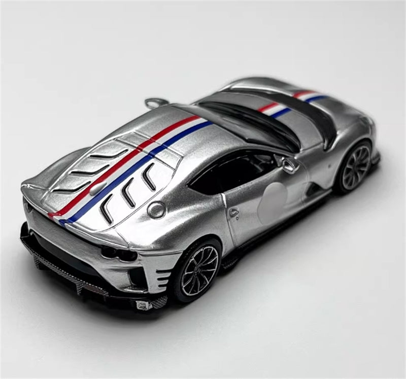 TOC Ferrari FE812C Coupe Sports ARGENTO NURBURGRING / FRENCH TRICOLORE STRIPE 1:64 Car Pre-built Model