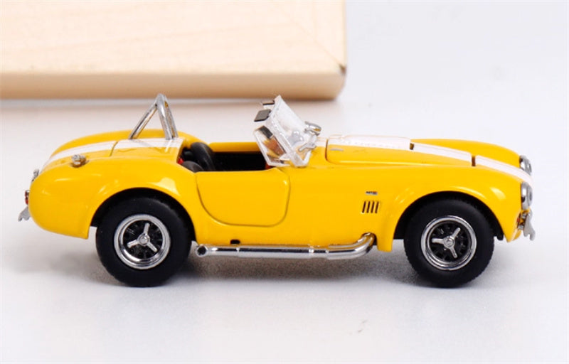 Fine works 64 Ford SHELBY 427S/C COBRA Limited Edition Yellow convertible white stripes 1:64 Car Pre-built Model view6