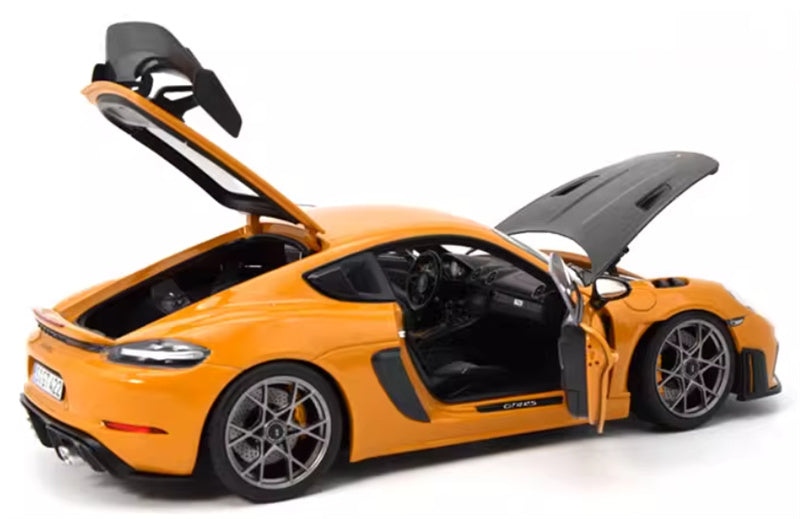 NOREV 2023 Porsche Cayman GT4 RS sports car Hard top orange 1:18 Car Pre-built Model view9