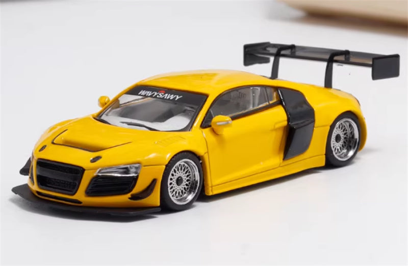 LeManFang Audi R8 LMS ULTRA high tail modified racing Yellow 1:64 Car Pre-built Model view1