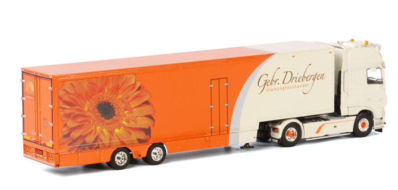 WSI DAF XF SUPER SPACE CAB 4x2 SEMI BOX TRAILER - 2 AXLE Gebr. Driebergen 1:50 Truck Pre-built Model