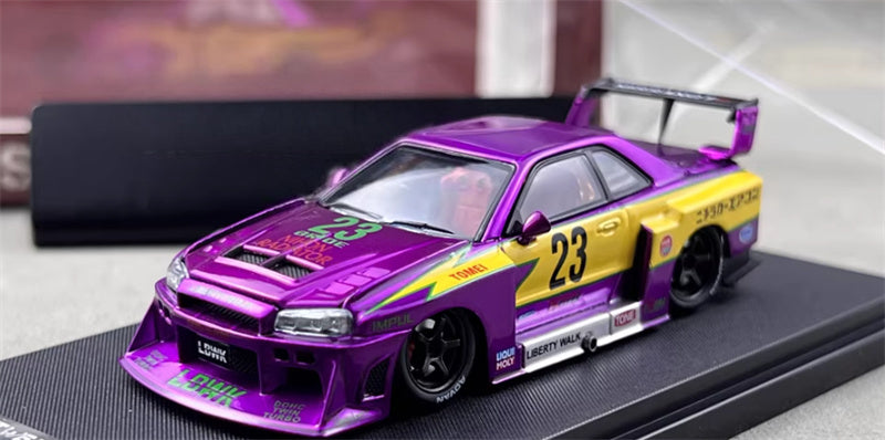 SW Nissan Skyline LBWK ER34 Electroplated Lightning Purple Limited Edition 499PCS ONLY 1:64 car Pre-built Model view1