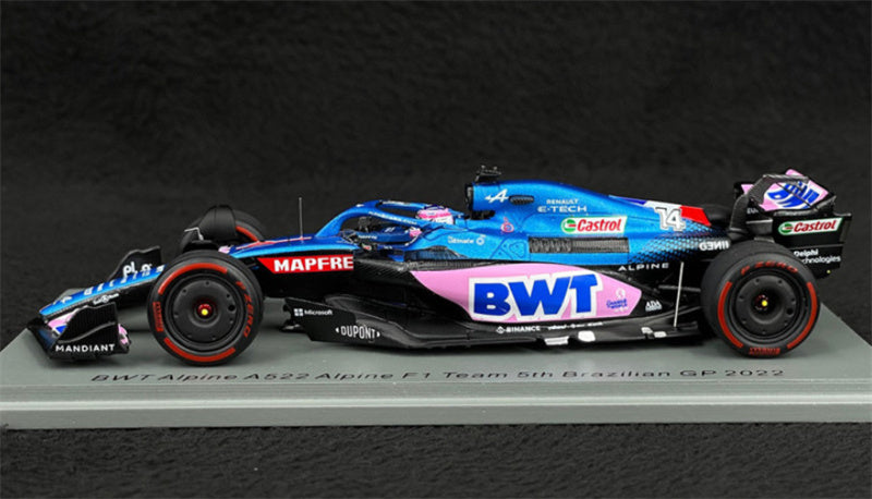 Spark BWT Alpine A522 Alpine 5th Brazilian GP 2022 Alonso 1:43 Car Model view3