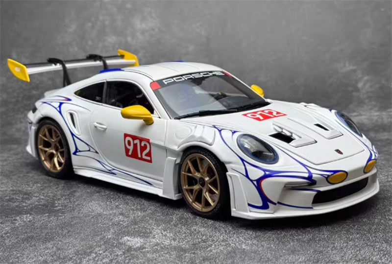 1:18 PORSCHE 911 (992) GT3 RS #912 2023 White Yellow Decor  MINICHAMPS  DIECAST Car Model