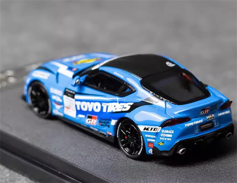 AURORA MODEL Toyota Supra A90 Blue HKS Regular Version Oriental Tires 1:64 car Pre-built Model view6