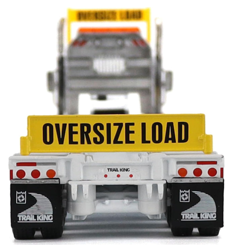 CATERPILLAR Kenworth T880 SBFA Daycab Tridem Tractor in White with Trail King TK120 HDG Lowboy Trailer 1:50 Truck Pre-built Model