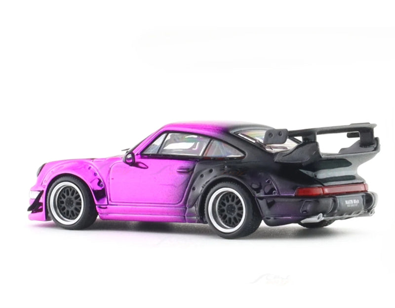 Aurora Model Porsche 911 RWB 964 Electroplated Pink Purple Black Regular Version Limited Edition 499PCS ONLY 1:64 car Pre-built Model view7