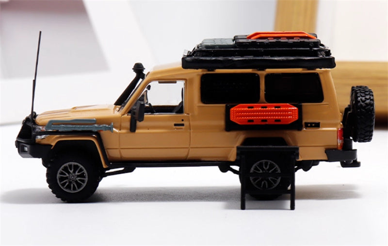 Autobots Models Toyota Land Cruiser LC78 J70 Off road modified version of personnel carrier desert color Limited Edition 499PCS ONLY 1:64 Truck Pre-built Model view3