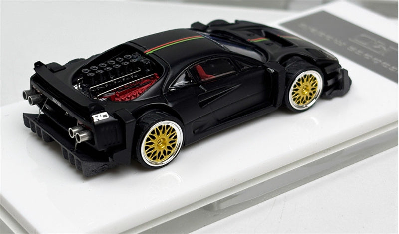 Autobots Models Ferrari F40 Yasid sports car Explosive redesign Black - Gold Wheel Italian Stripes 1:64 Car Pre-built Model view2