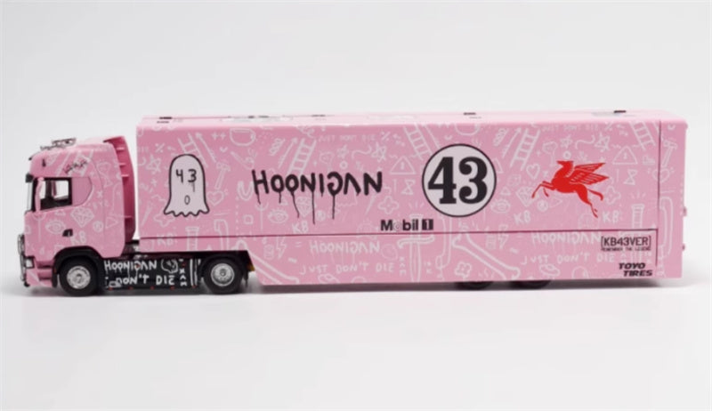 Max well Scania S730 double decker transport vehicle Pink 1:64 Truck Pre-built Model