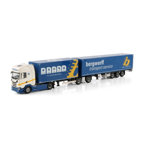 1:50 SCANIA BERGWERFF S CS20H 4X2 3 AXLE DRAWBAR ROAD TRAIN 2 AXLE WSI Diecast Model