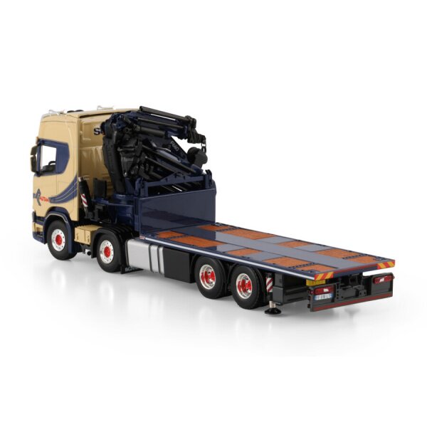 1:50 SCANIA AUTAA R CR20H FLATBED TRUCK 8X4 W/ FASSI 1100 + JIB WSI Diecast Model