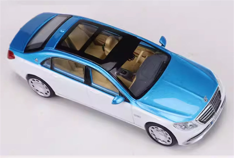 Master Mercedes Benz Maybach S-Class Blue and white dual color 1:64 Car Pre-built Airliner Model Display view4