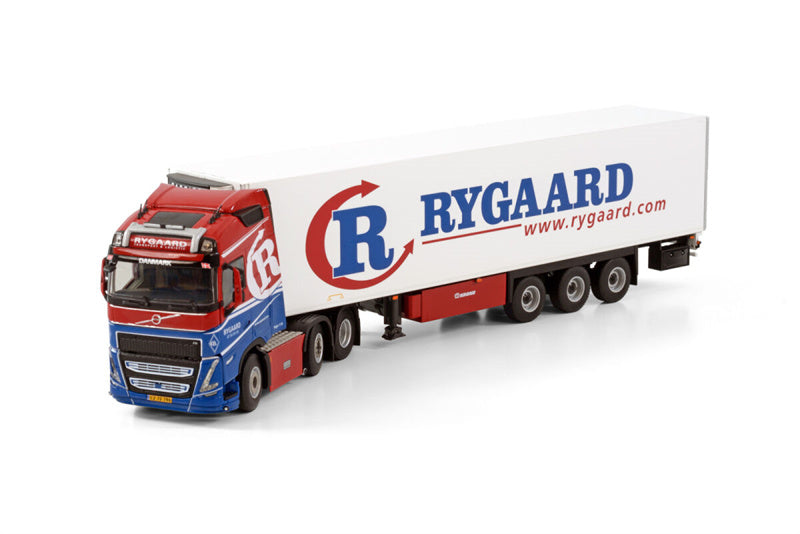 WSI VOLVO FH5 GLOBETROTTER 6X2 TWIN STEER REEFER TRAILER - 3 AXLE RYGAARD 1:50 Truck Pre-built Model