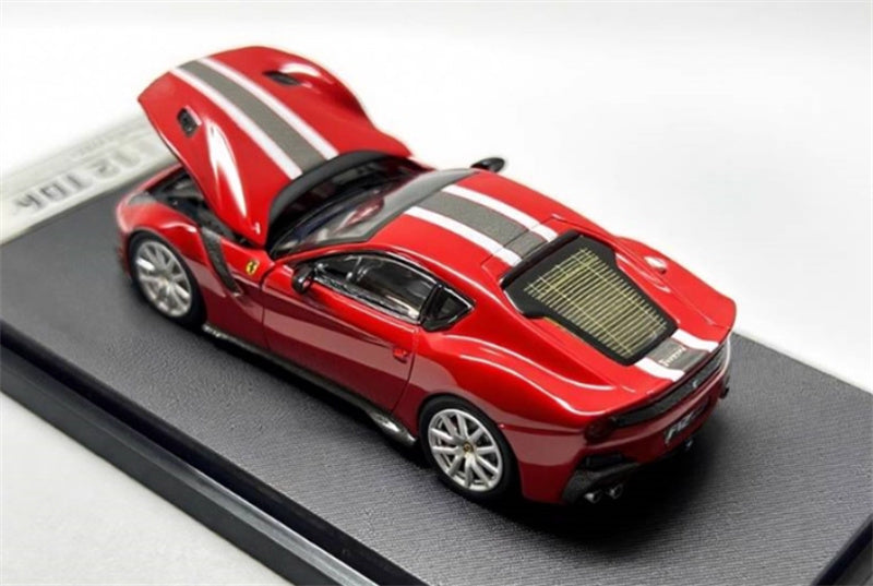 Stance Hunters Ferrari F12 TDF Supercar Limited Edition 799PCS ONLY Red - Black White stripes 1:64 Car Pre-built Model view2