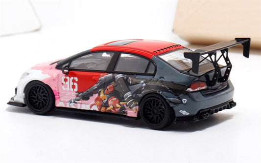 COOL.CAR Honda Civic FD2 explosive redesign mecha livery Red regular version Limited Edition 500PCS ONLY 1:64 Car Pre-built Model view2
