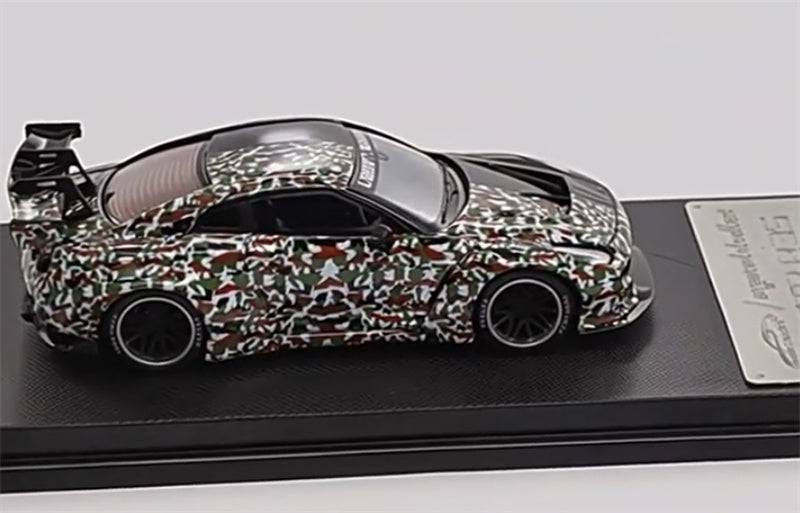 mymodelcollect Nissan GT-R R35 LBWK Limited Edition Black camouflage double panel 1:64 Car Pre-built Model view3
