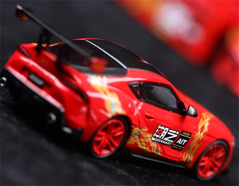 ModernArt Toyota Supra A90 Beijing AIT Exhibition Edition Gold Snake Standard Red Limited Edition 999PCS ONLY 1:64 car Pre-built Model view5