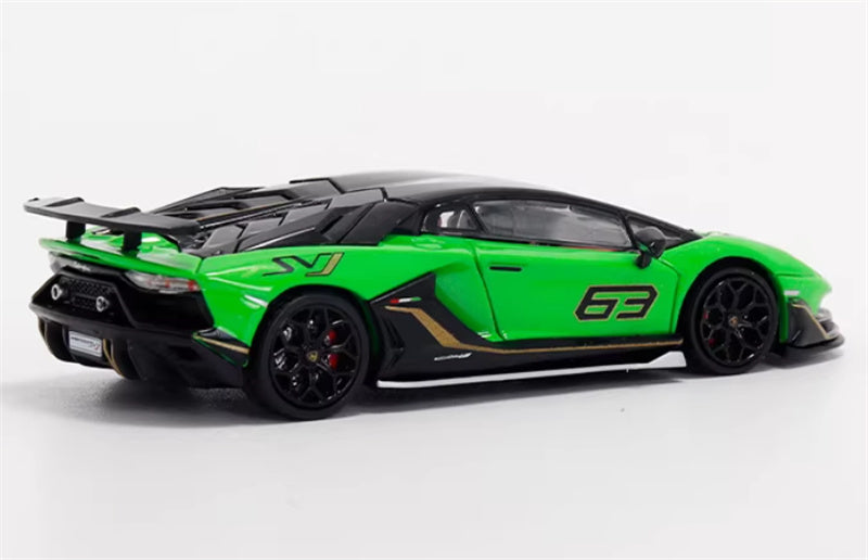 Max well Lamborghini Aventador SVj 63 # Pearl green hardtop 1:64 Car Pre-built Airliner Model Display view10