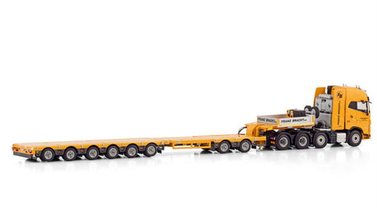 WSI  VOLVO FH5 GLOBETROTTER XL 8X4 SL LOW LOADER WITH 2 AXLE DOLLY - 6 AXLE Franz Bracht KG 1:50 Truck Pre-built Model