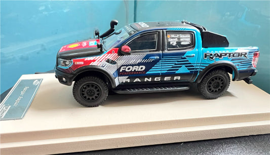 MK Miniatures Ford Ranger Raptor Pickup Blue Painting w/ accessories 1:64 Truck Pre-built Model view1