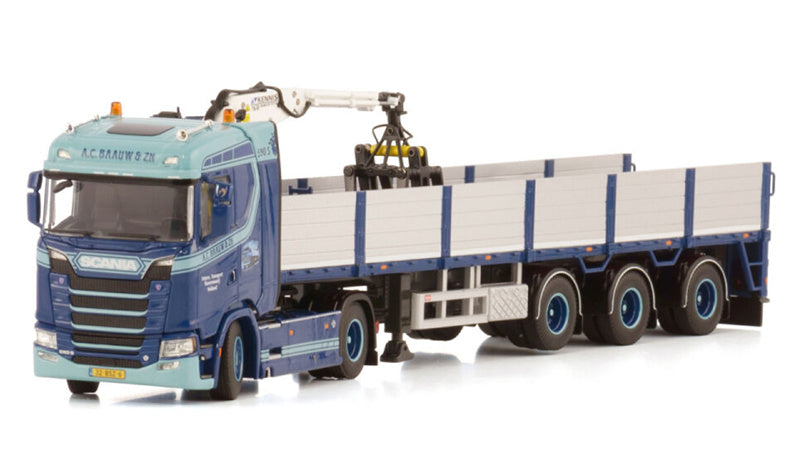 WSI SCANIA S NORMAL CS20N 4X2 BRICK TRAILER - 3 AXLE A.C. Baauw 1:50 Truck Pre-built Model