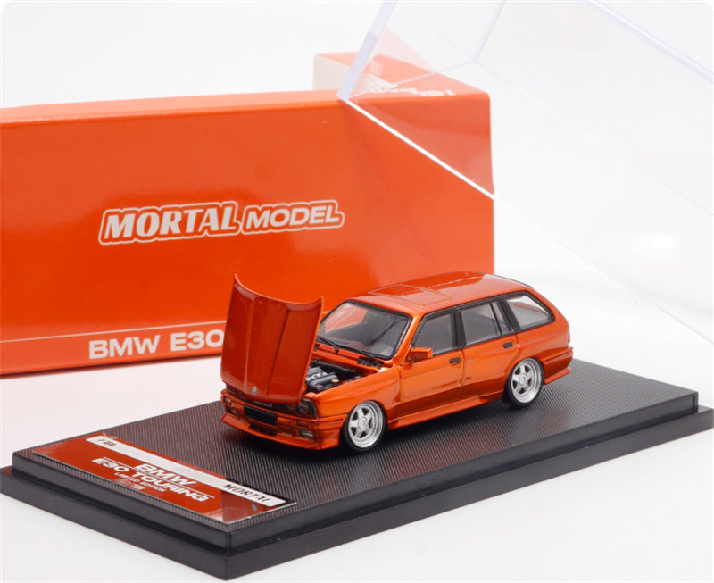 Mortal BMW E30 3 Series Touring Lowered Version Openable Hood Sunset Orange Limited Edition 799PCS ONLY 1:64 Car Pre-built Model view7