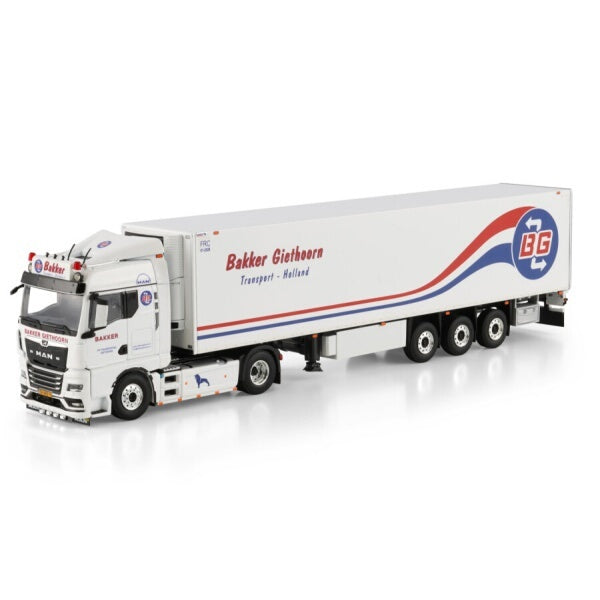 1:50 MAN BAKKER GIETHOORN TGX 4X2 REEFER TRAILER 3 AXLE WSI  White Diecast Model