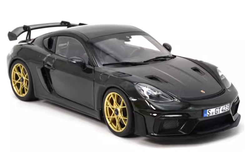 NOREV 2023 Porsche Cayman GT4 RS sports car Hard top dark green 1:18 Car Pre-built Model view5