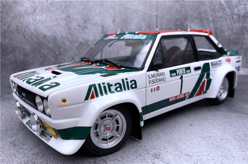 Kyosho Fiat 131 1978 Rally Alitalia Pirelli MHAGNET MARELL HOTEL ESTORIL SOL mirafiori 1:18 Car Pre-built Model view1